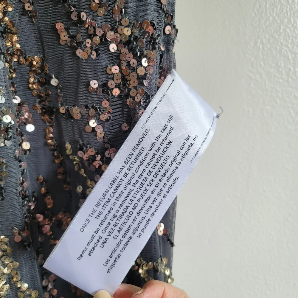 Mac Duggal, Cape Sleeve Embellished Evening Gown,‎ Charcoal, Size 4, NWT - Picture 11 of 15